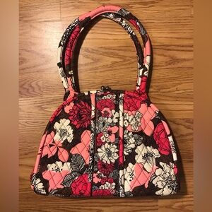 Vera Bradley Kiss Lock Mocha Floral Handbag Tote NWOT